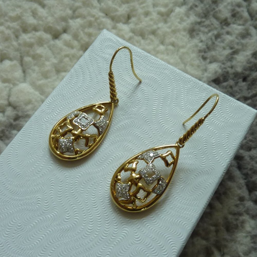 David Yurman 'Tapestry' Drop 18K/Diamond Earrings